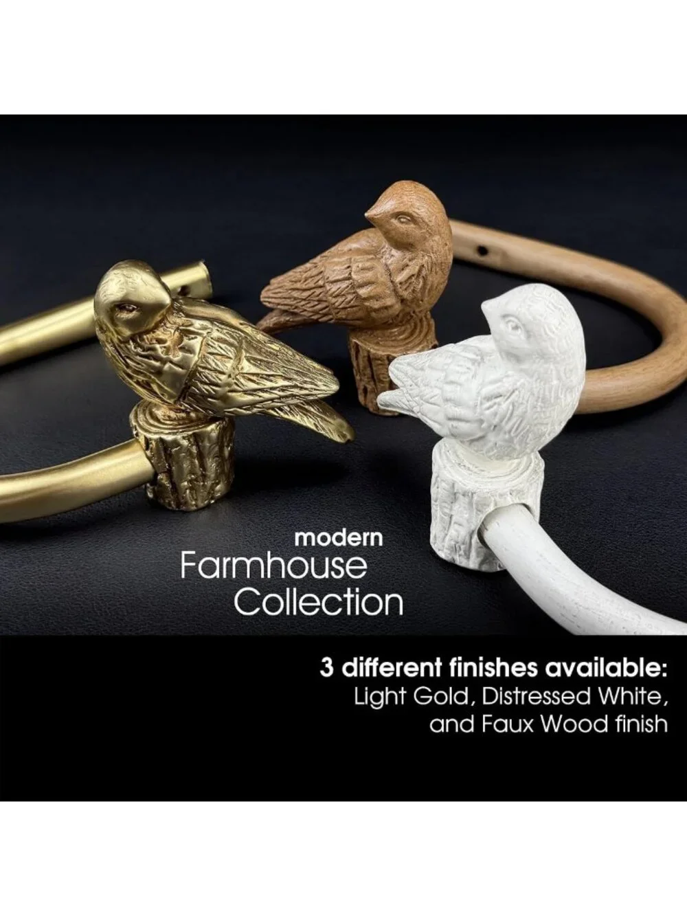 Elegant Gold Curtain Holdbacks with Resin Bird Design, Wall Mount Drapery Hooks